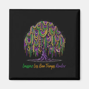 Låt De Goda Tiderna Rulla Mardi Gras Träd Pärlor Magnet