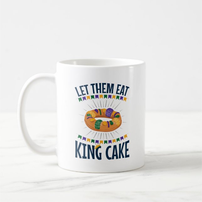 Låt dem äta Kung Cake Funny Mardi Gras Kaffemugg (Vänster)