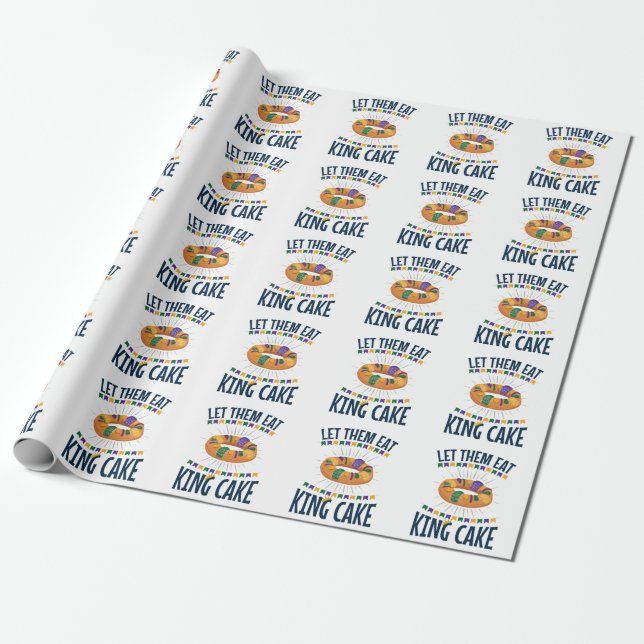 Låt dem äta Kung Cake Funny Mardi Gras Presentpapper (Utrullad)