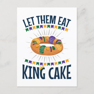 Låt dem äta Kung Cake Funny Mardi Gras Vykort