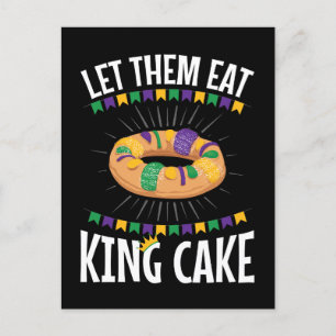 Låt dem äta Kung Cake Funny Mardi Gras Vykort