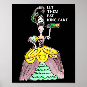 Låt dem äta Kung-kummel Mardi Gras Food Älskare Pa Poster