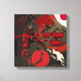 Låt dem Kom, japanska Samurai Warrior Canvastryck