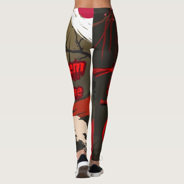Låt dem Kom, japanska Samurai Warrior Leggings (Baksida)