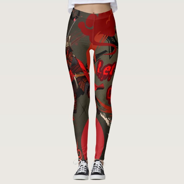 Låt dem Kom, japanska Samurai Warrior Leggings (Framsida)