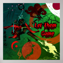 Låt dem Kom, japanska Samurai Warrior Poster