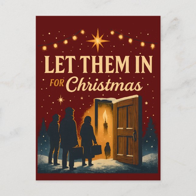 Låt dem komma in för juldesign helg vykort (Framsida)