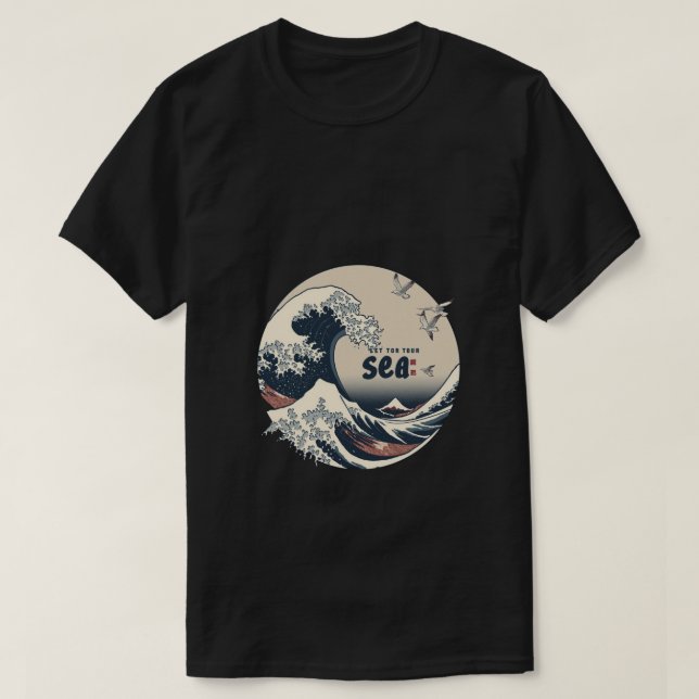 Låt den japanska vågens utskrift gå till havs t shirt (Design framsida)