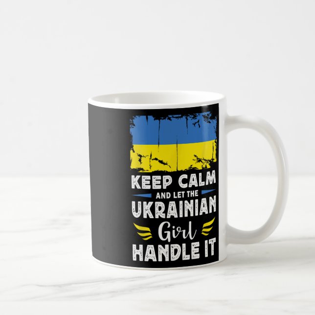 Låt Den Ukrainska Flickan Hantera Det Ukrainska Fl Kaffemugg (Höger)