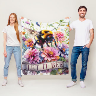 Låt den vara – Akvarell Humla Vårblomma Fleecefilt