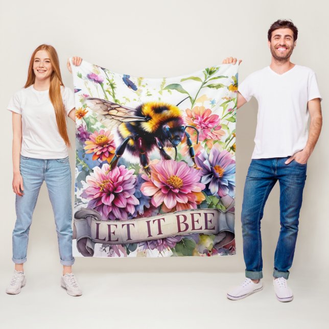 Låt den vara – Akvarell Humla Vårblomma Fleecefilt (På plats)
