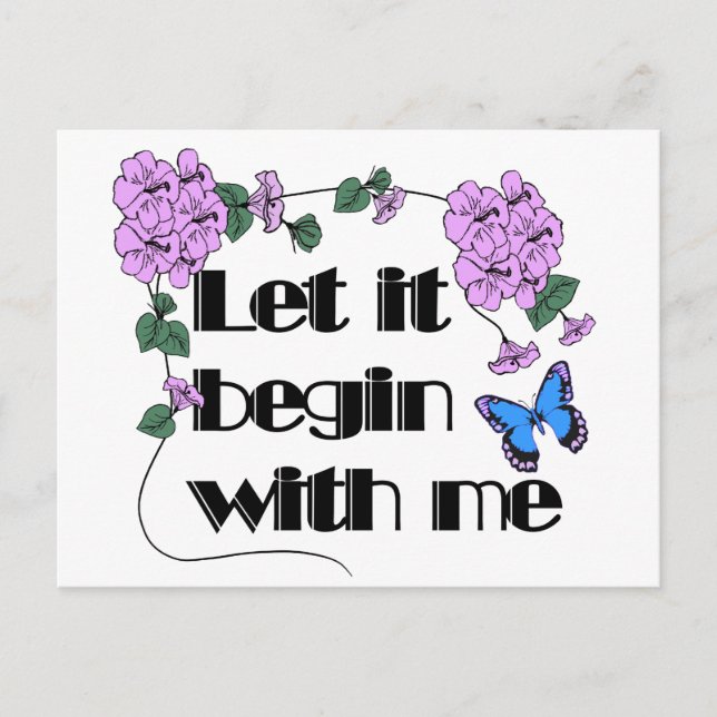 Låt Det Börja Med Mig Säger Blommor Fjäril Vykort (Framsida)