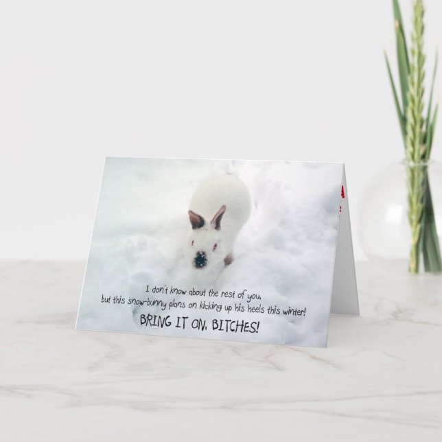 "Låt det det Snowbunny" hälsningkortet:), Helgkort (Framsida)