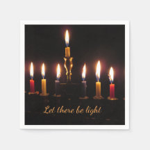 Låt det finnas ljusmenorah Hanukkah-cocktail npkin