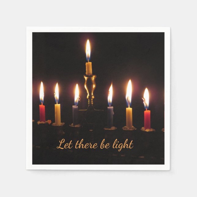 Låt det finnas ljusmenorah Hanukkah-cocktail npkin Pappersservett (Framsidan)