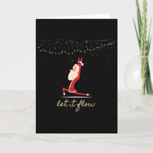 Låt Det Flöda Yoga Santa Asana Guld Konfetti Stjär Kort