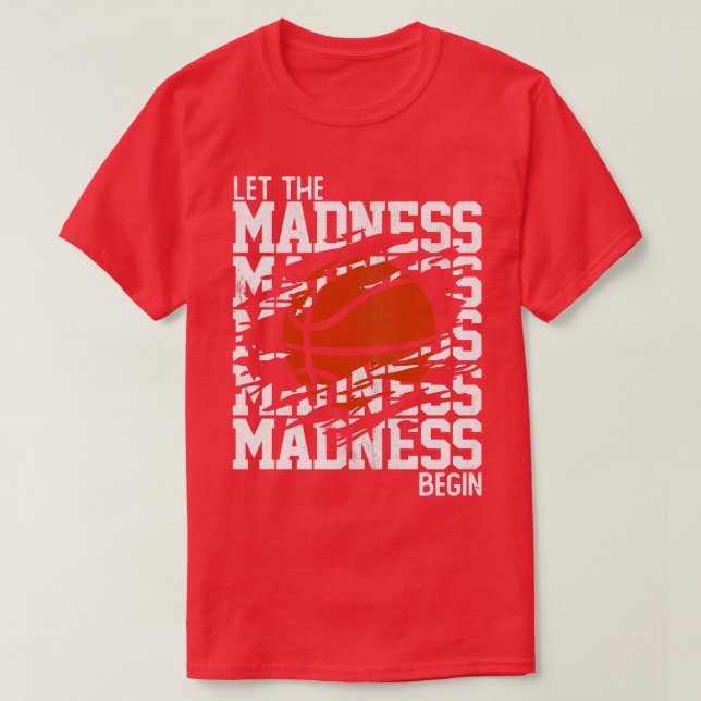 Låt det Galenheta påbörja det staplade Ord T Shirt (Design framsida)