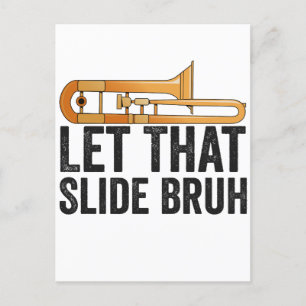Låt det Glida Bro Rolig Trombonspelare Brass Vykort