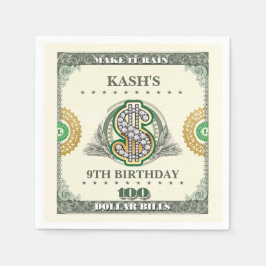 Låt Det Regna 100 Dollarsedlar Födelsedags Pengar Pappersservett