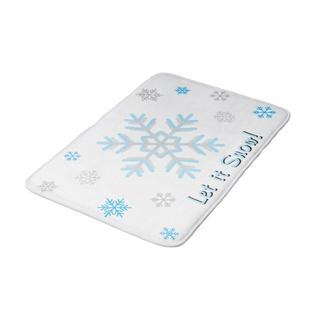 Låt det snö Blå Silver Grå Snöflingor Badrumsmatta (Vinklad)
