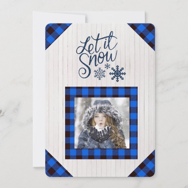 Låt det snö Buffalo-rutig foto Julkort (Framsida)