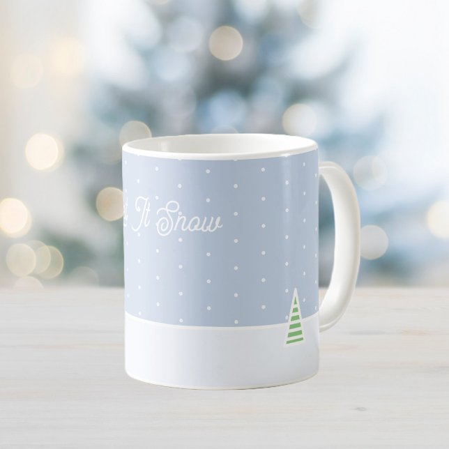 Låt Det Snö Liten Vinterträd Isblå Prickar Kaffemugg (Skapare uppladdad)