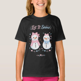 Låt Det Snö Rosa Bowler Snöman Pastell Söt Jul T Shirt