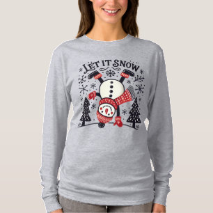 Låt det snöa av Cute Jul Snögubbe T Shirt