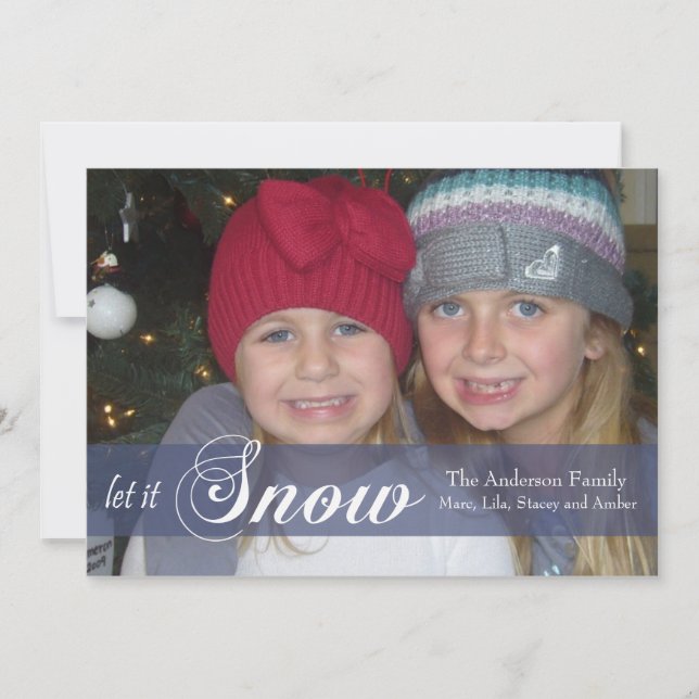 Låt det snöa bandfotokortet - blått julkort (Framsida)