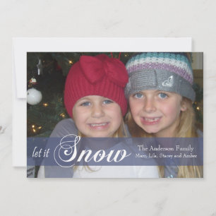 Låt det snöa bandfotokortet - blått julkort
