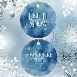 Låt det snöa blå jul julgransprydnad keramik