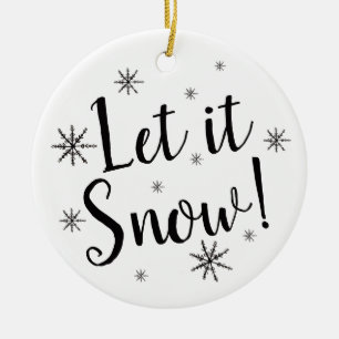 Låt det snöa Black and White Snowflake Julgransprydnad Keramik