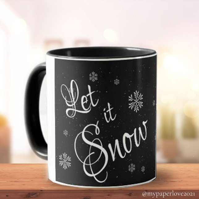 Låt det snöa Black White Cute Snö Flake-julen Mugg (Skapare uppladdad)
