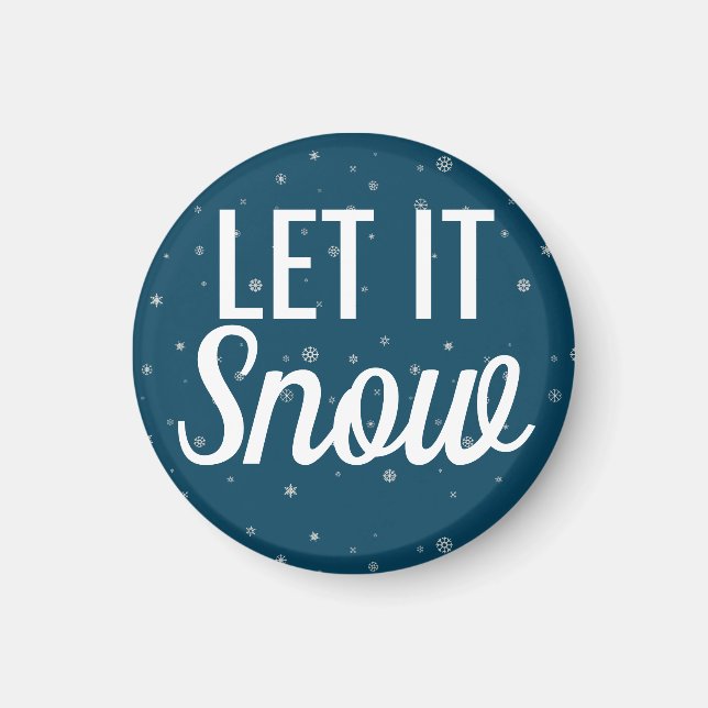Låt det snöa blått med snöflingor modern magnet (Framsidan)