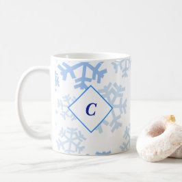 Låt det snöa Blue Monogram Mugg