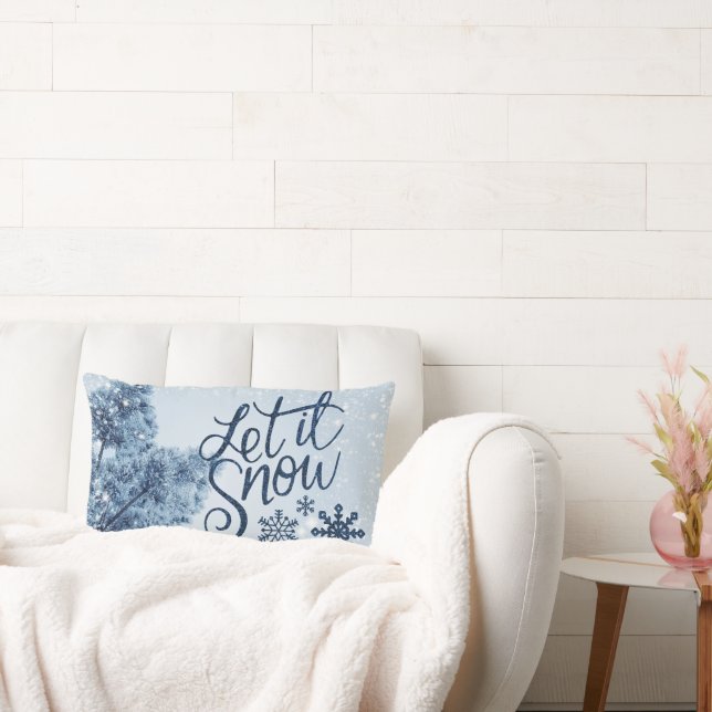 Låt det snöa Blue Snöflingor och Gräs Lumbarkudde (Soffa)
