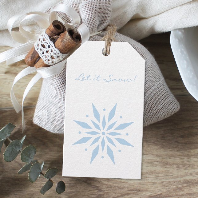 Låt det snöa Blue Snowflake Presentetikett (Skapare uppladdad)
