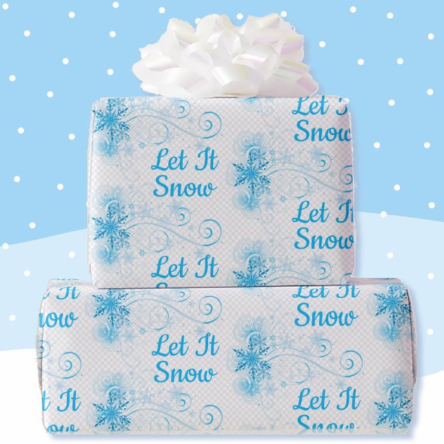Låt det snöa Blue Snowflake White Mönster Presentpapper (Skapare uppladdad)