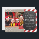 låt det snöa Burlap-fotokort för Rand och punkter Julkort<br><div class="desc">låt det snöa Burlap Rand och Dots Chalkboard julfotkort.</div>