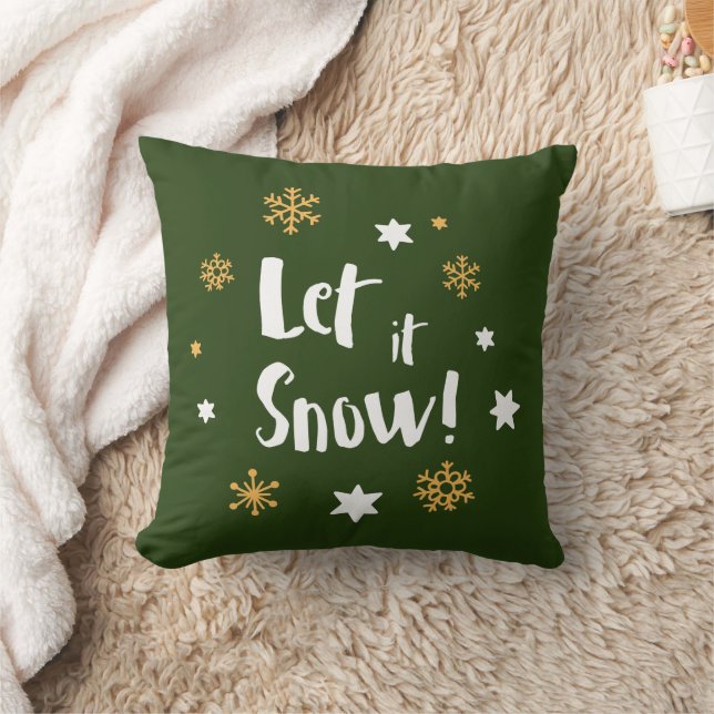 "Låt det snöa!",  Calligraphyjulgrönt Kudde (Filt)