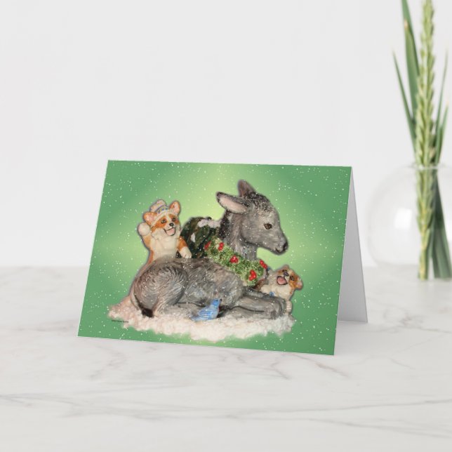 Låt det snöa! Corgis & Donkey-julkort Helgkort (Framsida)