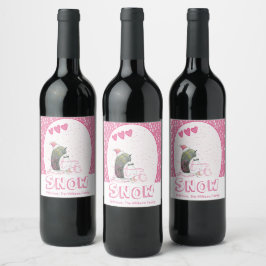 Låt det snöa | Cute Penguin-jul Vinflaska Etikett