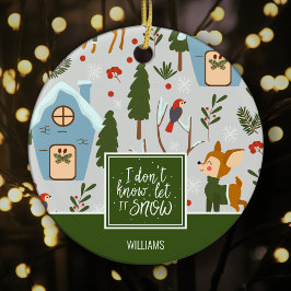 Låt det snöa Cute Reindeer Namn Grönt jul Julgransprydnad Keramik