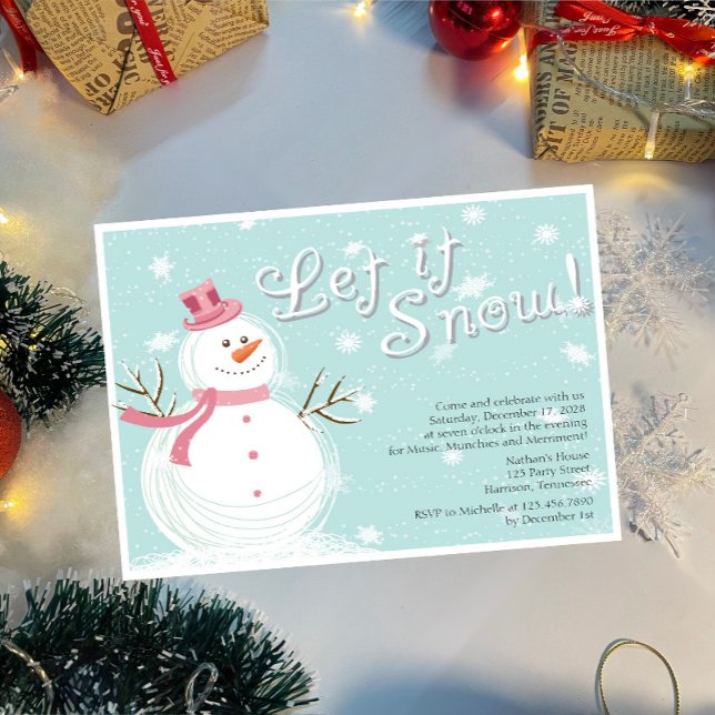Låt det snöa Cute Snögubbe Julfest Inbjudningar (Skapare uppladdad)