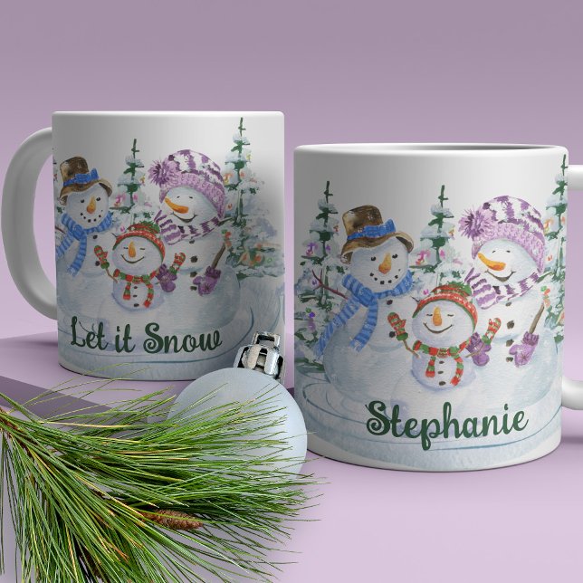 Låt det snöa Cute Snögubbe Personlig jul Kaffemugg (Skapare uppladdad)