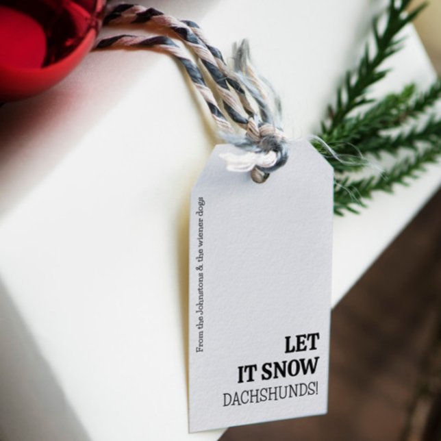 Låt det snöa DACHSHUNDS! Personlig jul Presentetikett (Dachshund Christmas Gift Tag - Modern Minimalist )