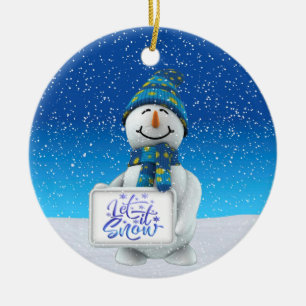 Låt det snöa den keramiska prydnaden för jul julgransprydnad keramik