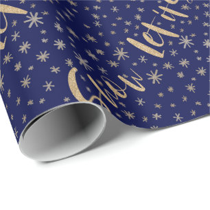 Låt det snöa den   marinen & den guld- Starry Presentpapper
