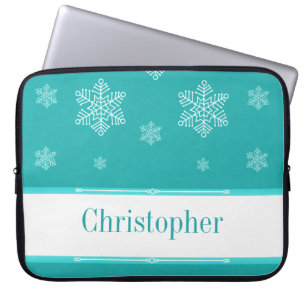 Låt det snöa Electronics Sleeve, Aqua Laptop Sleeve