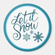 Låt det snöa Faux Blue Glitter Magnet